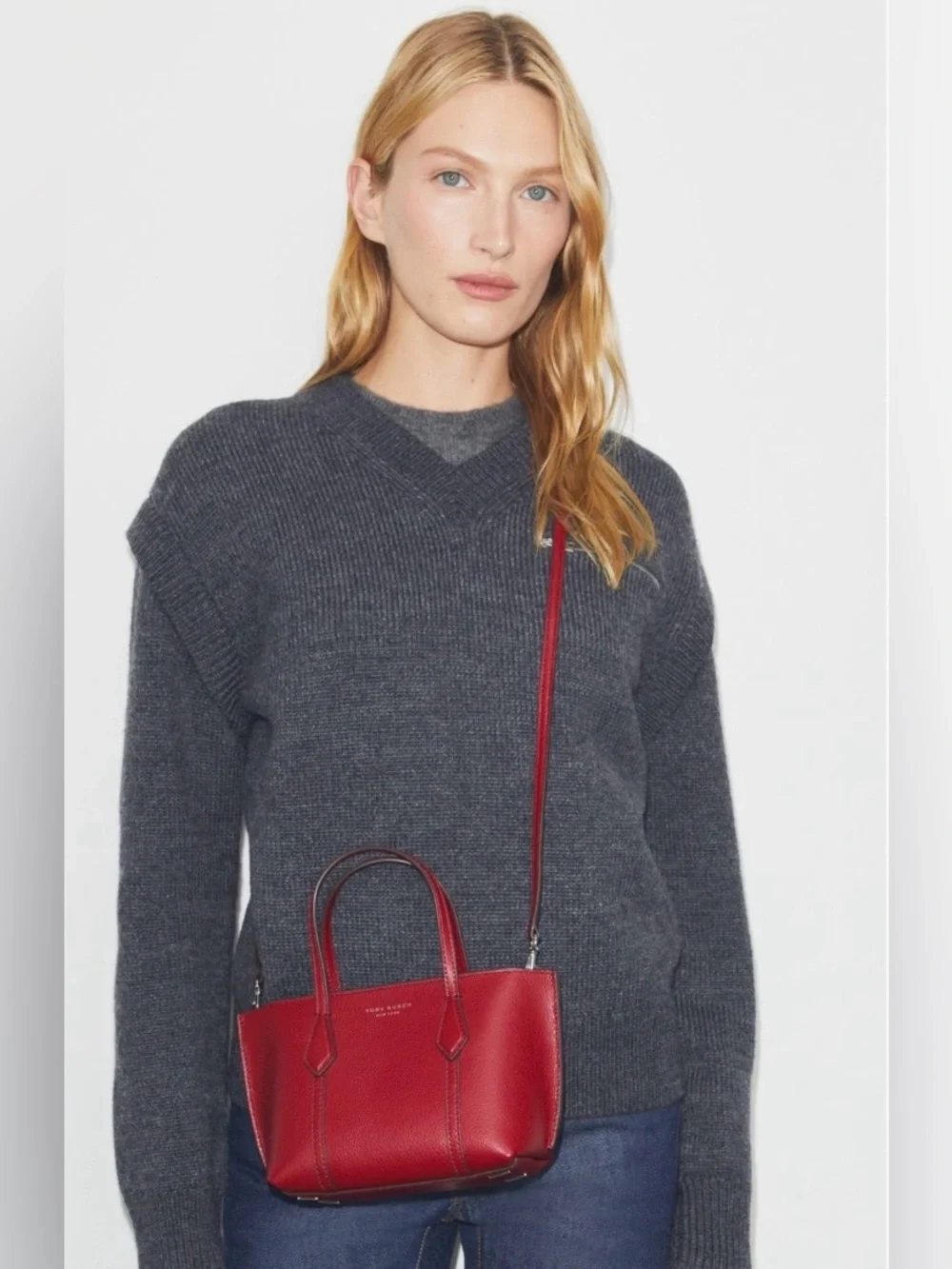 ▪️NWT Tory Burch Mini Perry Tote in Bartlett Red